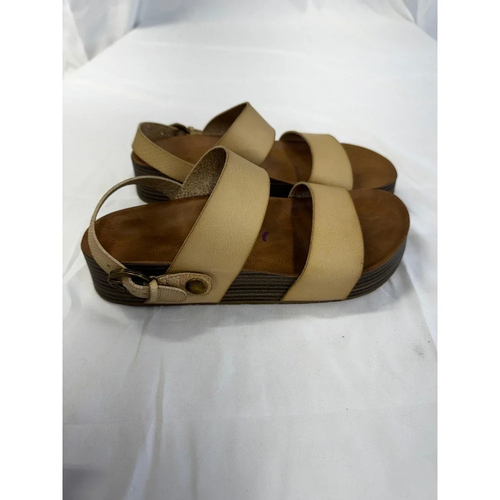 Blowfish Malibu Marge Platform Sandals Light Almond Dye Sz 9